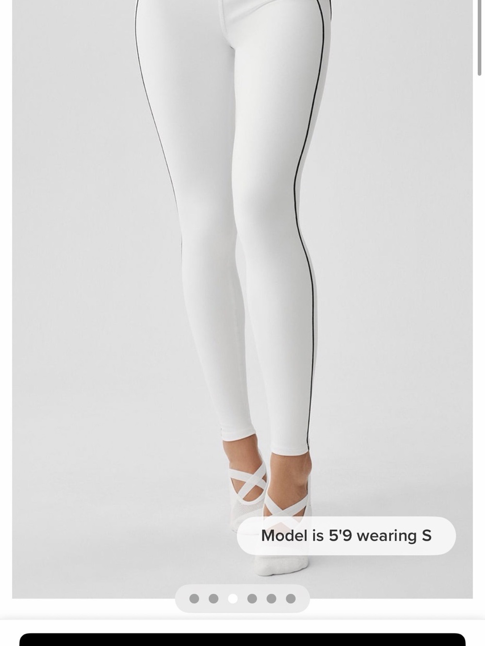 ALO Yoga White High-Waist Leggings with Black Side Stripe